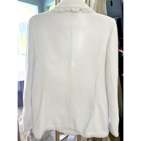 NANETTE LEPORE Frayed Tweed Texture GOLD & WHITE Jacket Blazer Sz LARGE NEW $138 - Picture 4 of 12